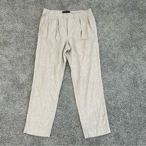 Abercrombie Fitch Beige Cotton Linen Elastic Waist Pull On Pants Women’s Size M